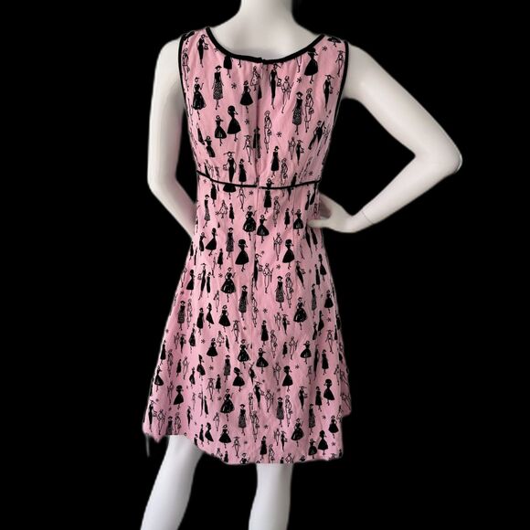 Paraphrase Y2k Pink and Black Fit and Flare Fashion Sketch Retro Dress size S - Picture 2 of 7
